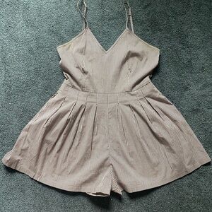 Dear Creatures Beige Striped Romper